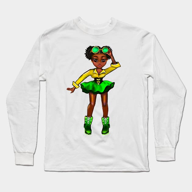 The top 10 best gift ideas for black girls and women. Reggae Rasta Jamaica black girls Anime girl in Jamaican national Flag colours colors Long Sleeve T-Shirt by Artonmytee